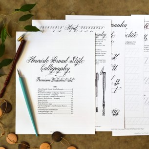 Premium Calligraphy Worksheet Set {Flourish Formal Style} | The Postman's Knock