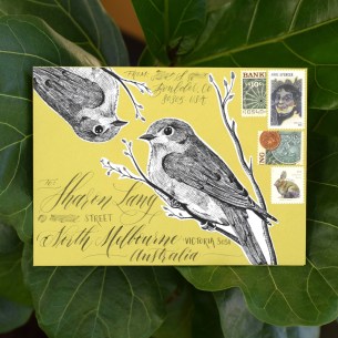 I love to decoupage these illustrations to create quick + cool mail art.